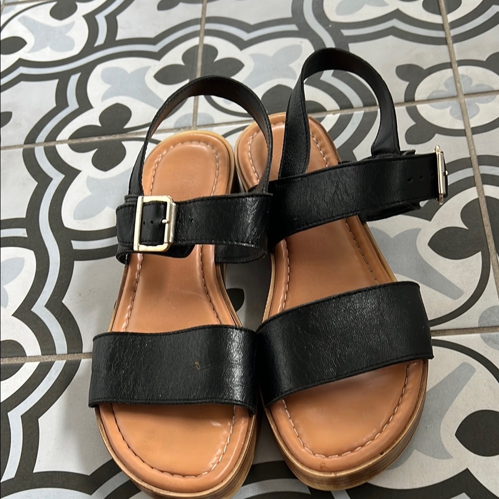 Bella Vita Black and Tan Sandals with Minimalist Design